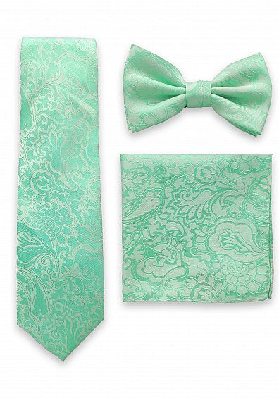 Set Cravata Batista Papion Paisley Verde Inchis