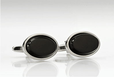 Butoni oval negri--Cravate Online
