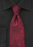 Cravata, cu motive florale brodate culoare ,rosu