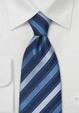 Cravata matase regala  in dungi culori albastre