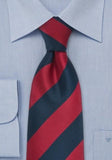 Cravata microfibra rosu - albastru bluemarin