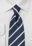 Cravate de birou albastru marin dungi albe