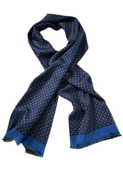 Esarfa de matase de lux, navy, ornamente - Cravatepedia