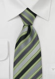 Cravata business elastic verde/argintiu