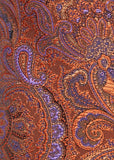 Cravată bărbătească largi paisley portocaliu violet