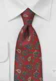 Cravată Paisley pentru bărbați în roșu vișiniu