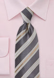 Cravata business cu dungi in antracit