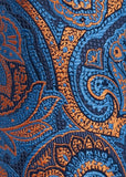 Cravata barbati jucaus paisley albastru inchis portocaliu
