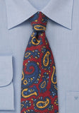 Cravată lana cu model paisley în roșu mediu