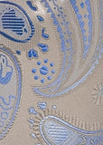 Cravată model paisley crem albastru deschis