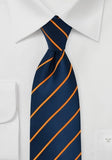 Cravata elastic albastru inchis aramiu-portocaliu