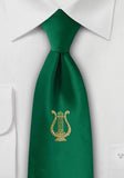 Cravată Lyra instrument muzical (aurie) verde brad
