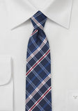 Cravata slim Model cu carouri bleumarin