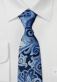 Cravată Paisley business din mătase albastră