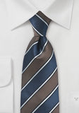 Cravata barbati Lines capuccino colorata albastru noapte