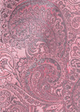 Cravată roz cu model paisley, elegantă, argintie