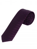 Cravată îngustă dungi subțiri negru violet/purpurie