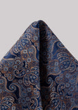Batistă de buzunar din mătase albastru închis cu model paisley