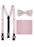 Set: papion bărbătesc, batistă și bretele în blush Set elegant fard pestritat