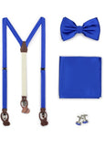 Set: Bretele, papion pentru barbati, batista cavaler si butoni in albastru regal