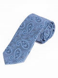 Cravată paisley albastru pudra simplu