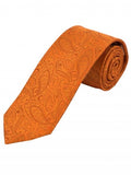 Cravată de lux in șapte fire, model paisley portocaliu