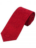 Cravată cu șapte fire cu motiv paisley, roșu mediu Cravată de lux în roșu cu paisley