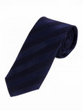 Cravată uni bleumarin cu șapte fire, cu structură în dungi