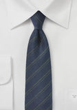 Cravată lana cu dungi bleumarin