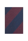 Cravată slim XXL cu dungi clasice în bleumarin și roșu vin