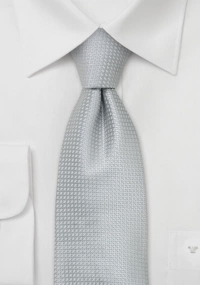 Cravata de matase XXL argintie cu struct