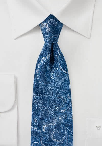 Cravată cu motiv paisley în albastru regal, 8cm