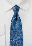 Cravată cu motiv paisley în albastru regal, 8cm