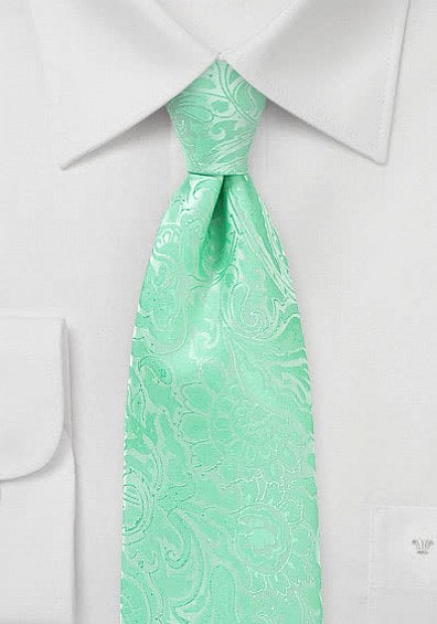 Cravate menta verde tendril modele Paisley