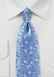 Cravata colorata flori testute in material, albastru dechis