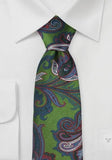 Cravata matase verde maslina 148X8.5 cm - Cravatepedia