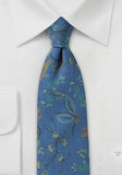 Cravată de lână în albastru de oțel, tendril, model albastru mat - Cravatepedia