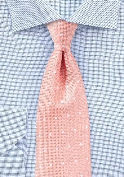 Cravată roz in puncte în culori de roz si alb - Cravatepedia