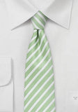 Cravată benzi în formă îngustă  verde pal, albastru deschis - Cravatepedia