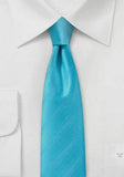 Cravată îngustă aqua albastru structura benzi - Cravatepedia