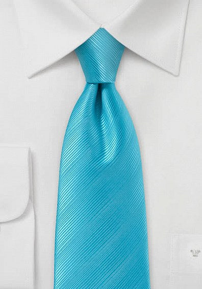 Cravata aqua albastru monocrom model cu dungi