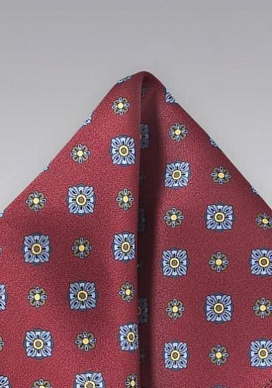 Batista sacou motiv floral tradițional pe roșu închis--Cravate Online
