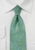 Cravat mire-nunta brodata verde regal cu motive florale--Cravate Online