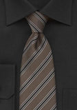 Cravata afaceri cu model de bandă maro 148X8.5 cm