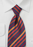 Cravata afaceri design in dungi bleumarin teracota--Cravate Online