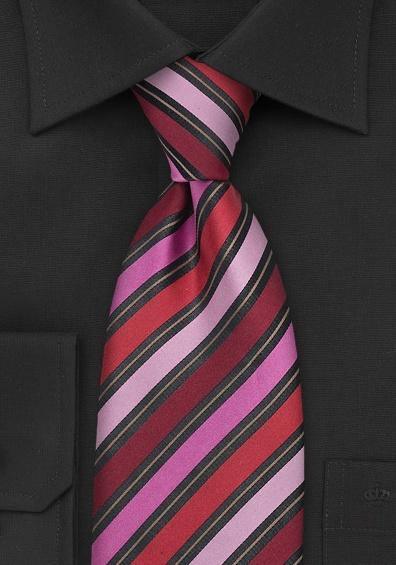 Cravata afaceri dungi roz inchis--Cravate Online