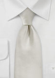 Cravata alba neteda, suprafata lucioasa Crem--Cravate Online