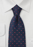 Cravata albastra cu buline rosii Polka
