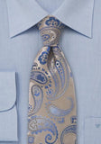 Cravata albastru bej marime mare--Cravate Online