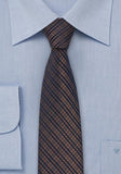 Cravată albastru bleu - cupru, 148 cmX6 cm slim--Cravate Online